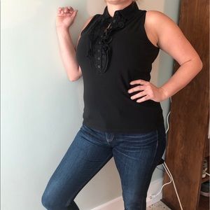 Jones New York Black Ruffled Tank Top